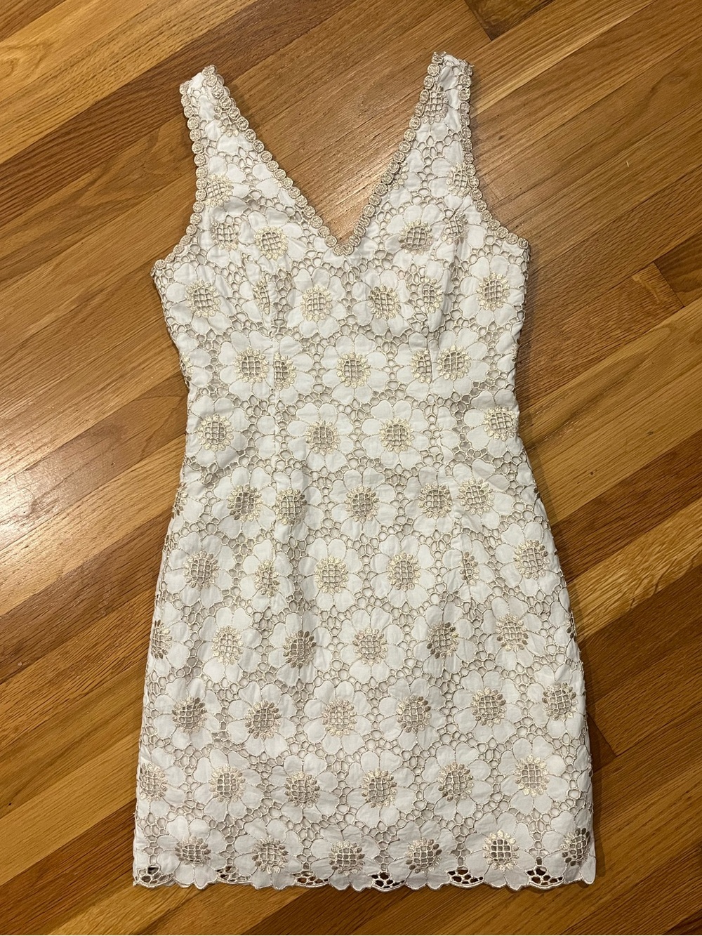 Lilly Pulitzer White Floral Lace V-Neck Mini Dress